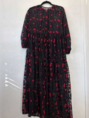Zara Floral Embroidered Sheer Oversized Dress